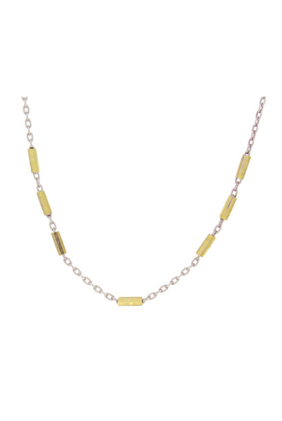 14K White & Yellow Gold Bullet Chain Necklace (18"/1.5mm)