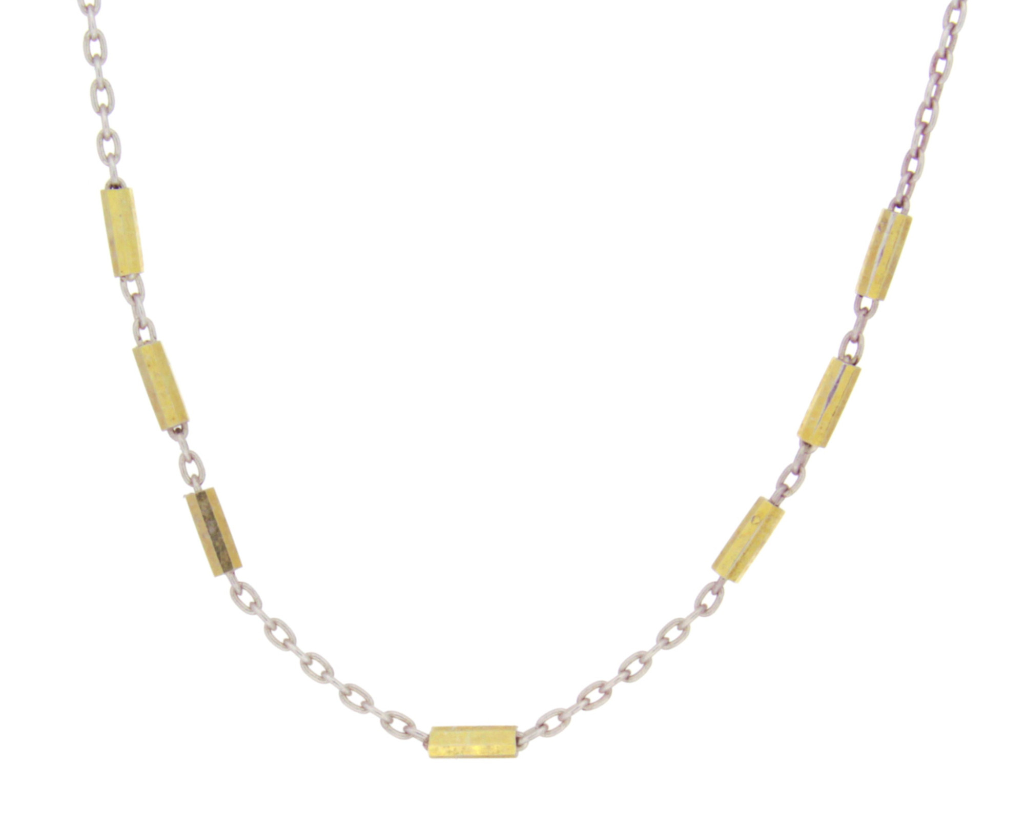 14K White & Yellow Gold Bullet Chain Necklace (18"/1.5mm)-1