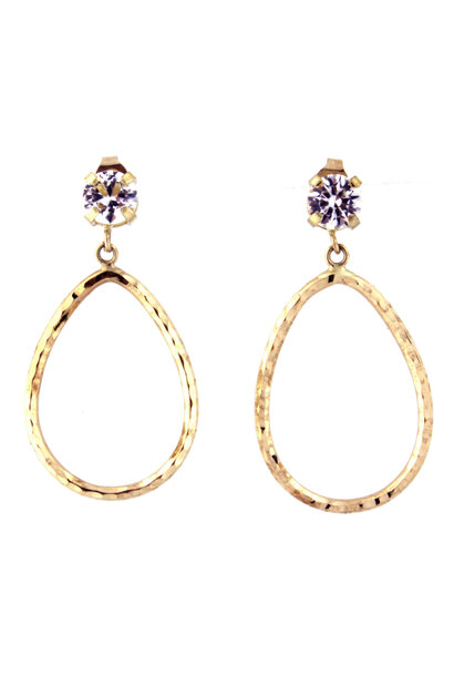 10K Yellow Gold Oval Hanging Earrings