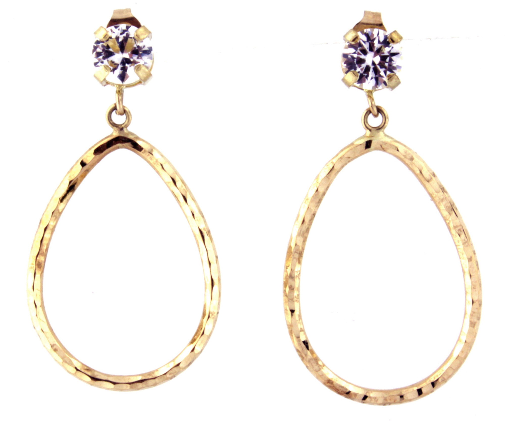 10K Yellow Gold Oval Hanging Earrings-1