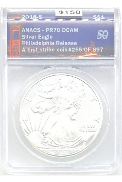 2018-S Silver Eagle - Philadelphia Release (PR70-DCAM)