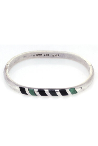 .925 Black & Green Guilloche Bracelet (8")