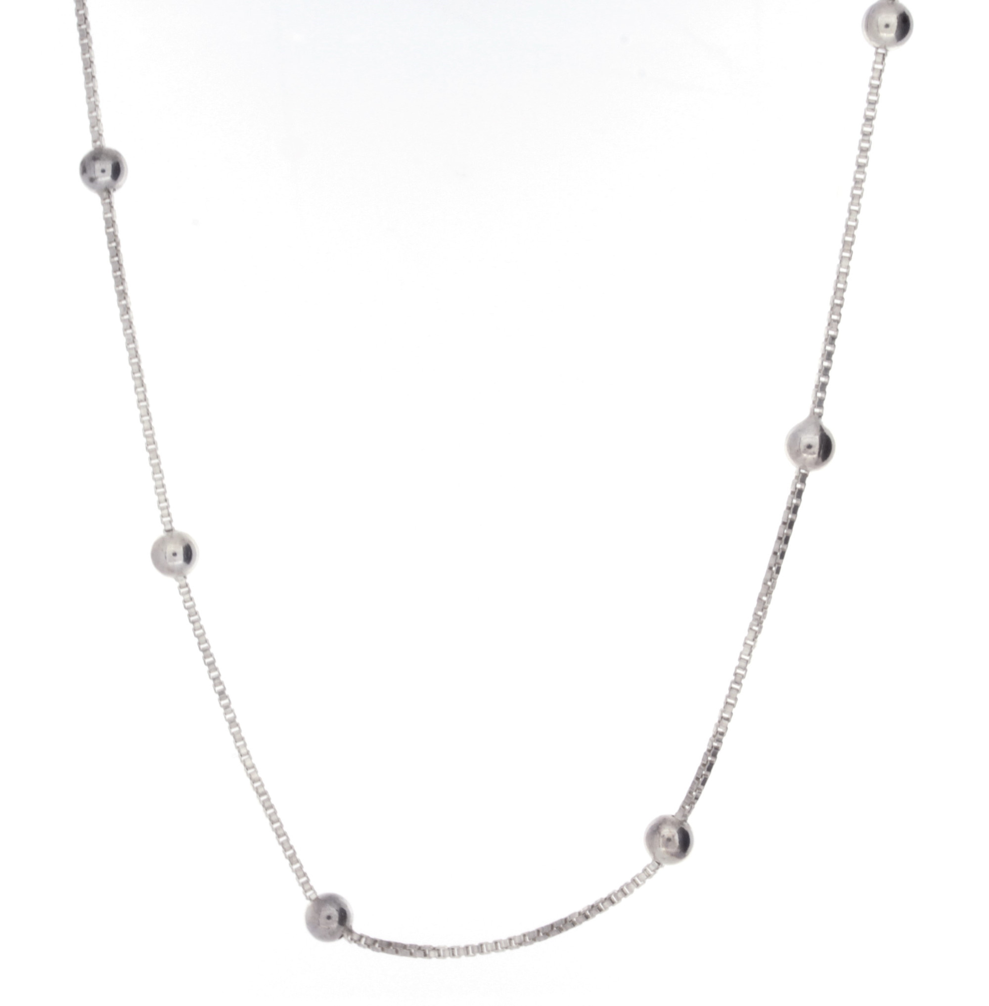 .925 Box Chain Necklace with Round Accents (35")-2