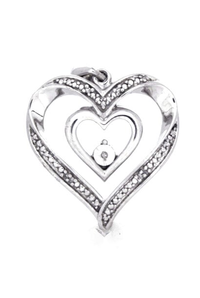 .925 Double Heart Diamond Pendant