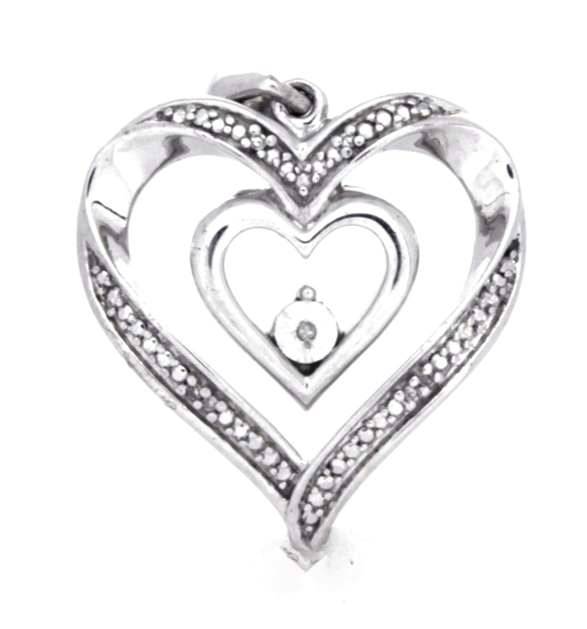 .925 Double Heart Diamond Pendant-1