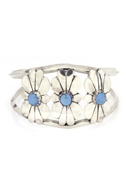 .925 Floral Turquoise Bangle (6 1/2")