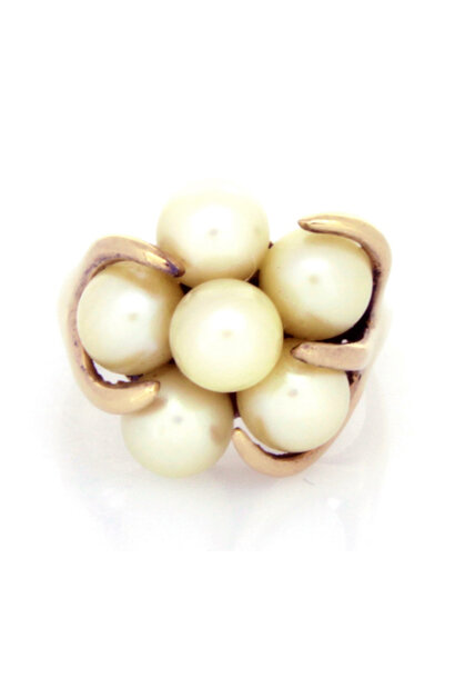 .925 Gold Plated Pearl Cluster Ring (sz 6 3/4)