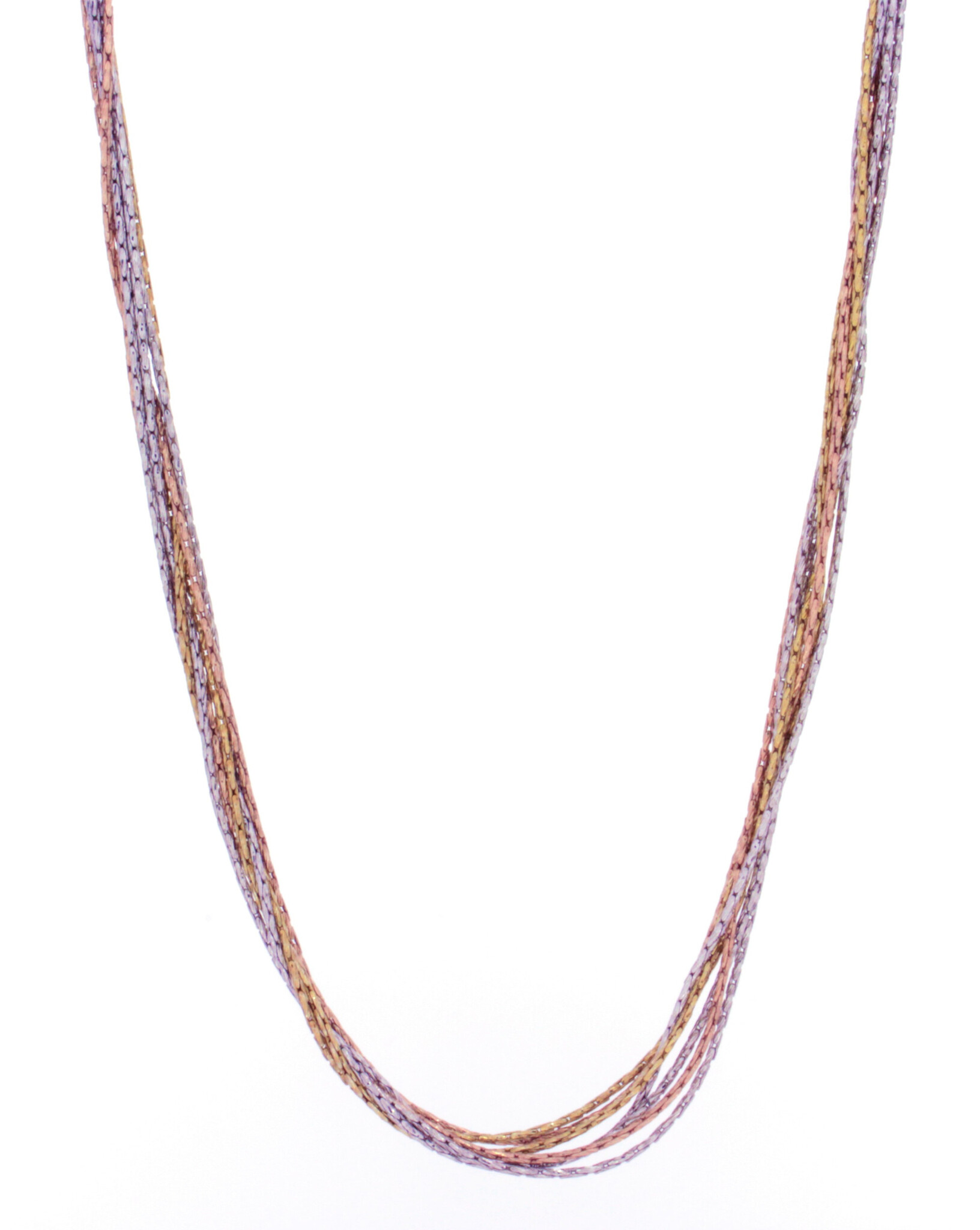 .925 Gold Plated Tri-Color Layered Necklace (17")-2
