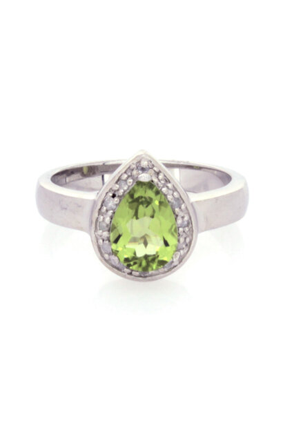 .925 Green Pear-Cut Tourmaline Ring (sz 6)