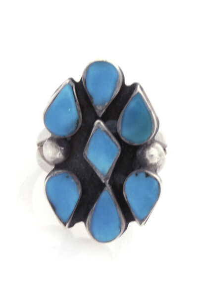 .925 Turquoise Enamel Fashion Ring (sz 6 1/2)