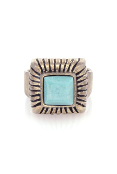 .925 Turquoise Enamel Ring (sz 8 3/4)