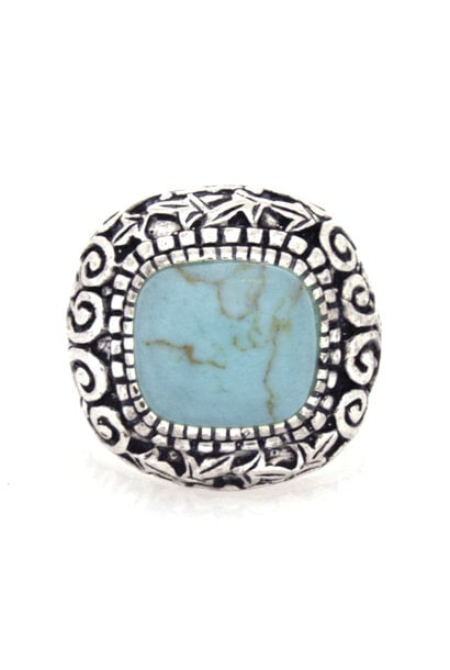 .925 Vintage Fox Turquoise Ring (sz 6)