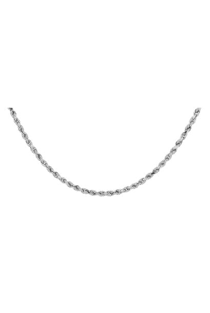 10K White Gold Rope Chain Necklace (24.5"/2mm)