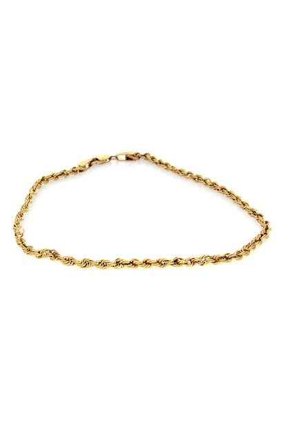 10K Yellow Gold Rope Chain Bracelet (7"/1.8mm)