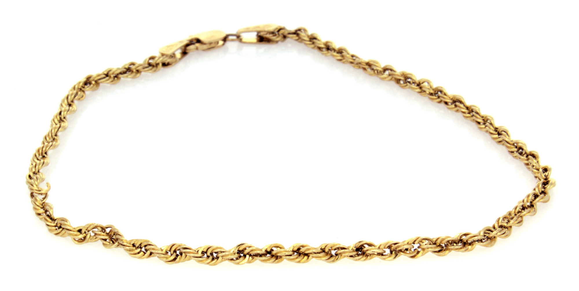 10K Yellow Gold Rope Chain Bracelet (7"/1.8mm)-1
