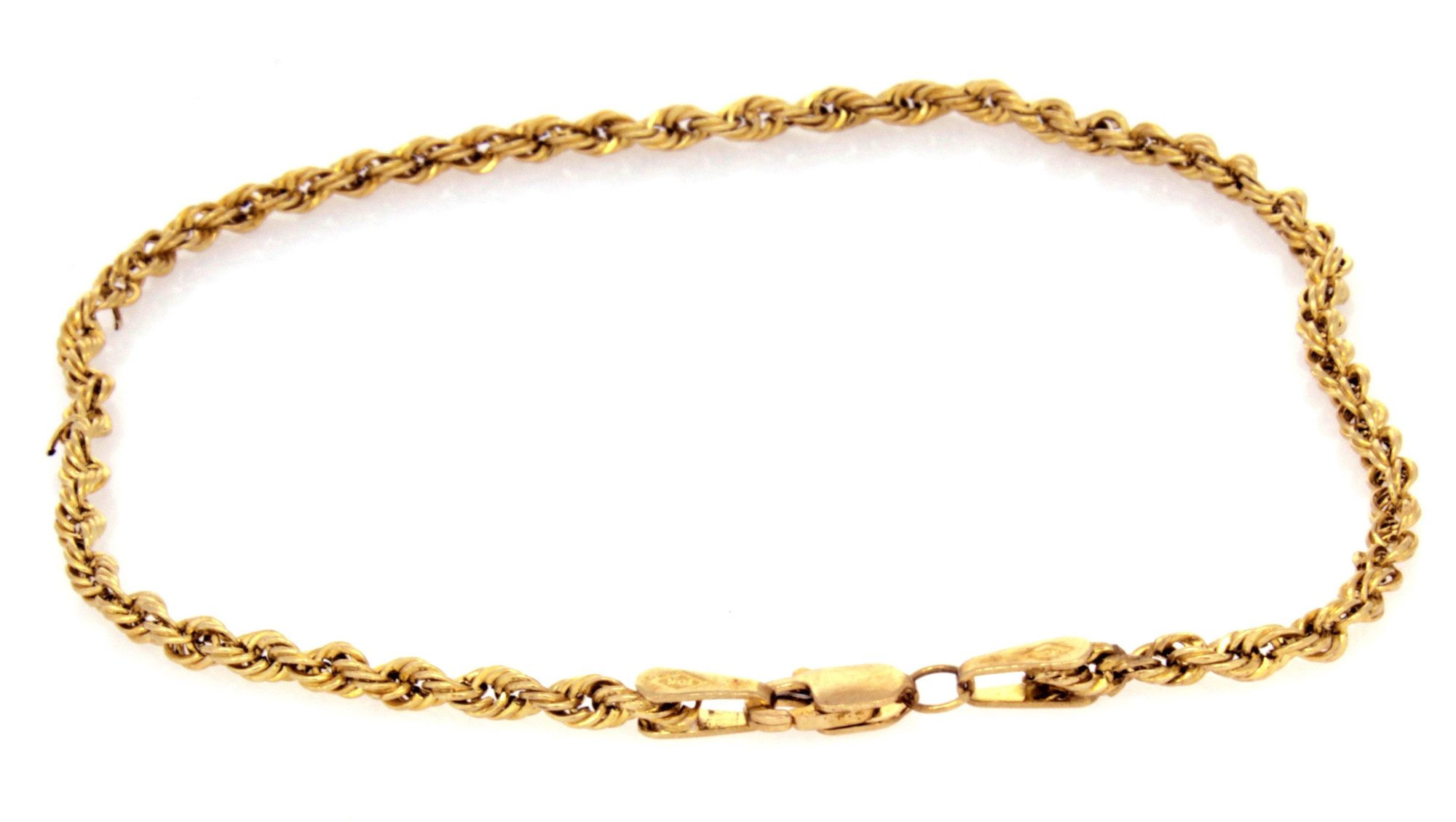 10K Yellow Gold Rope Chain Bracelet (7"/1.8mm)-2