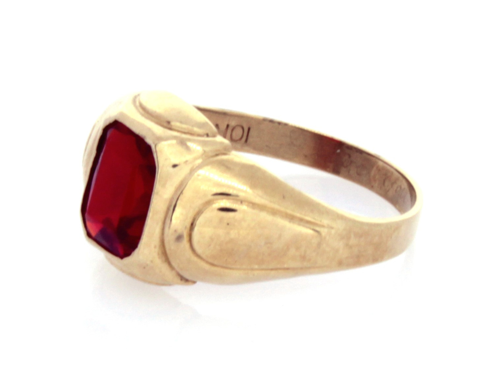 10K Yellow Gold Red Crystal Statement Ring (sz 7 1/4)-2