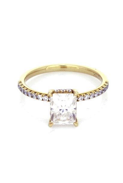 10K Yellow Gold GRA Certified Moissanite Engagement Ring (sz 9 3/4)