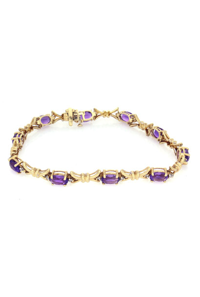 10K Yellow Gold Tanzanite & Diamond Bracelet (7 1/2")