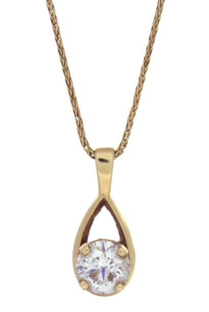 14K Yellow Gold Unique Diamond Pendant (20")