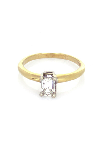 14K Yellow Gold Emerald-Cut Diamond Ring (sz 6 1/2)