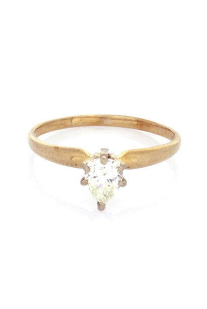 14K Yellow Gold Pear-Cut Diamond Engagement Ring (sz 6 3/4)