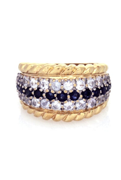 14K White Gold Diamond & Sapphire Ring (sz 7 1/2)