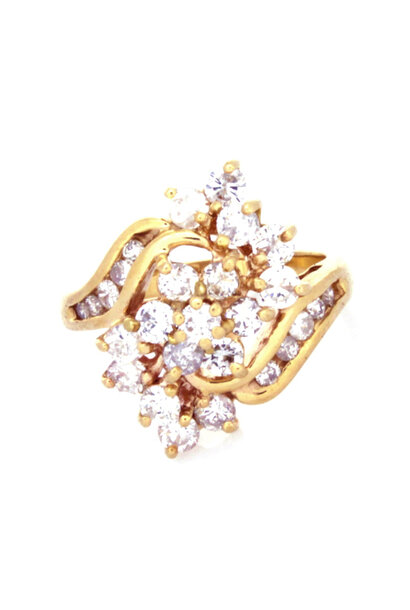 14K Yellow Gold Diamond Cluster Ring (sz 6)