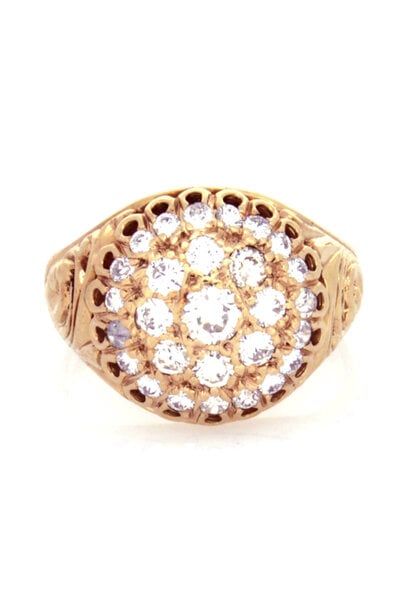 14K Yellow Gold Diamond Cluster Ring (sz 9)