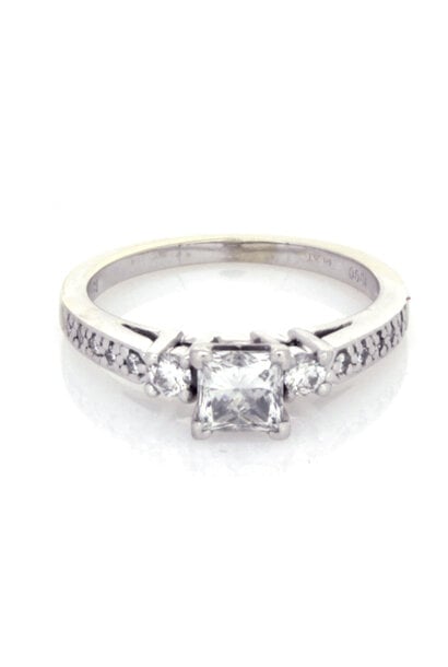 18K White Gold & Platinum Diamond Engagement Ring (sz 7 3/4)