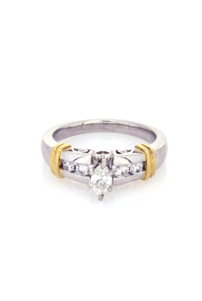 Platinum Two-Tone Diamond Marquise Ring (sz 6 1/2)