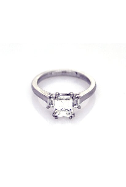 Platinum Emerald-Cut Diamond Ring (sz 6 1/2)
