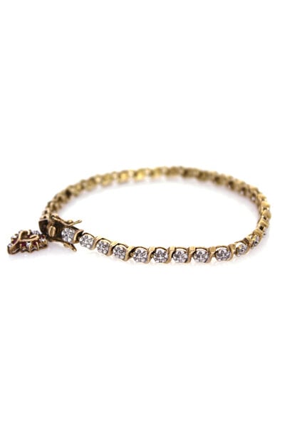 .925 Gold Plated Bracelet with Rubies & CZ on Heart (7")