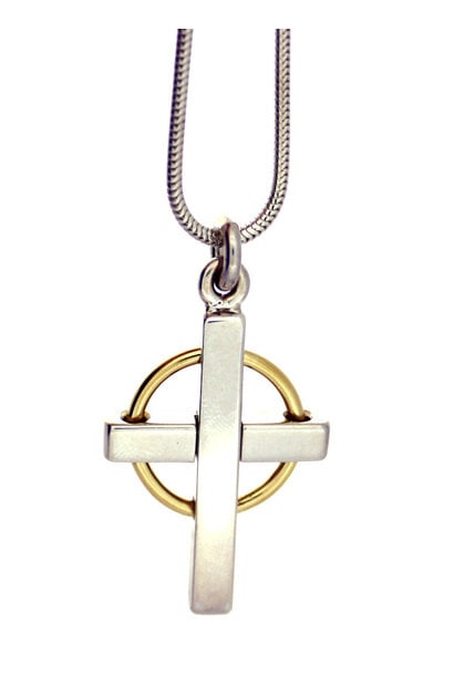 .925 18K Plated Cross Necklace (20")