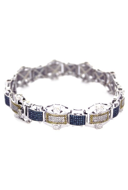 10K White Gold Blue & Yellow Diamond Bracelet (8 1/2")