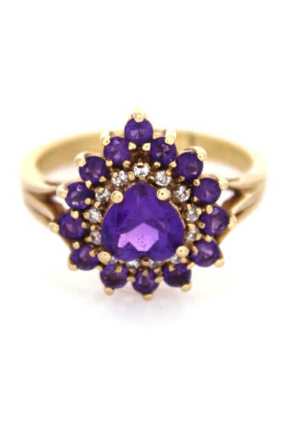 14K Yellow Gold Amethyst Cocktail Ring (sz 10)