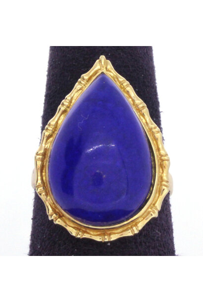 14K Yellow Gold Blue Lapis Pear-Cut Ring (sz 8 1/2)