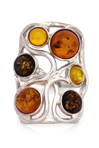 .925 Amber Enamel Ring (sz 8)