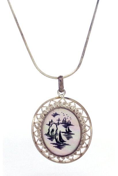 .925 Coastal Scene MOP Pendant (20")