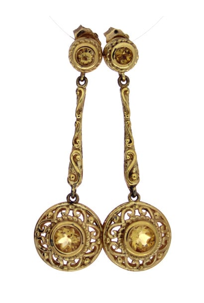 .925 Gold-Plated Lab Simulated Citrine Earrings