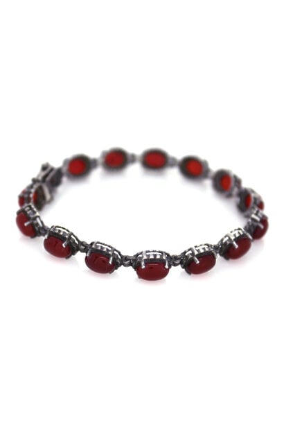 .925 Vintage Carnelian Bracelet (6 3/4" / 8mm)