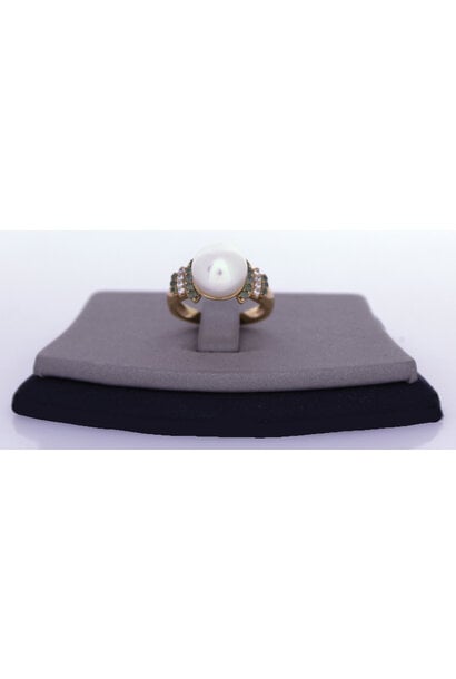10K Yellow Gold Pearl & Spinel Ring (sz 5 3/4)