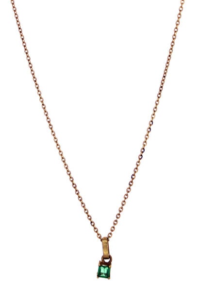 18K Yellow Gold Emerald Pendant (16 1/4")