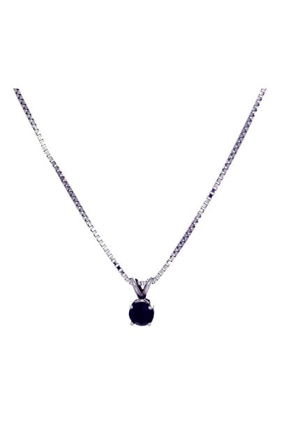14K White Gold Black Diamond Pendant (15 3/4")
