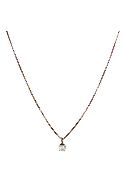14K Yellow Gold Diamond Solitaire Necklace (19 3/4")