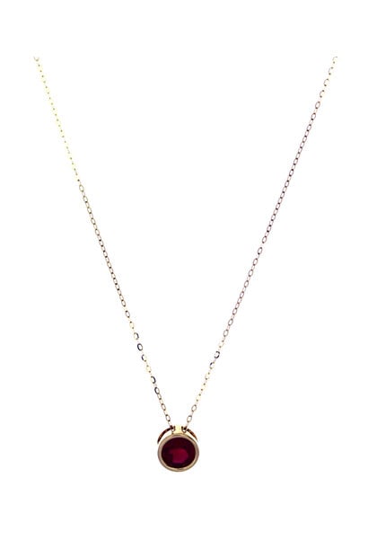 14K Yellow Gold Red Sapphire Pendant (17 1/2")