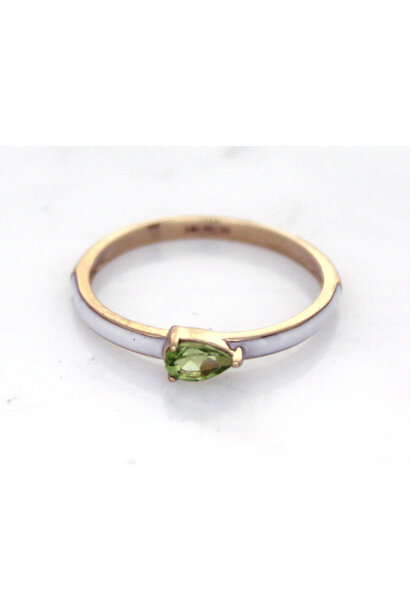 14K Yellow Gold Green Tourmaline Pear Ring (sz 7)
