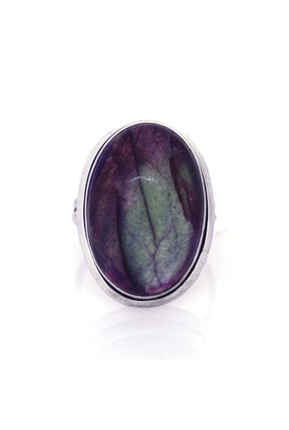 .925 Purple Glass Marble Ring (sz 9)