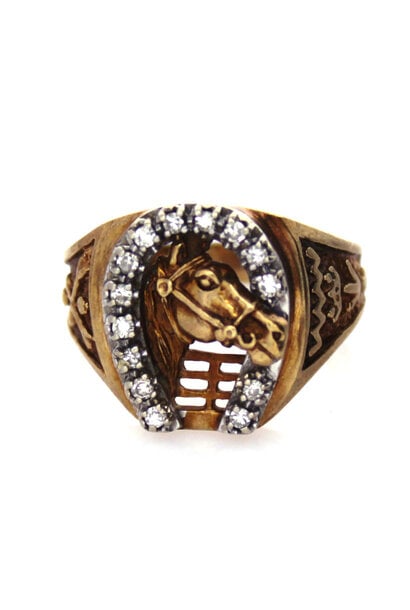 10K Yellow Gold Diamond Derby Ring (sz 10)