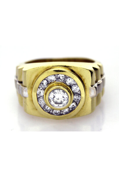 18K Two-Toned Rolex Style Diamond Ring (sz 9 1/2)